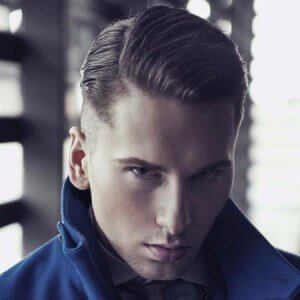 Slicked Back Mens Hair With Side Part